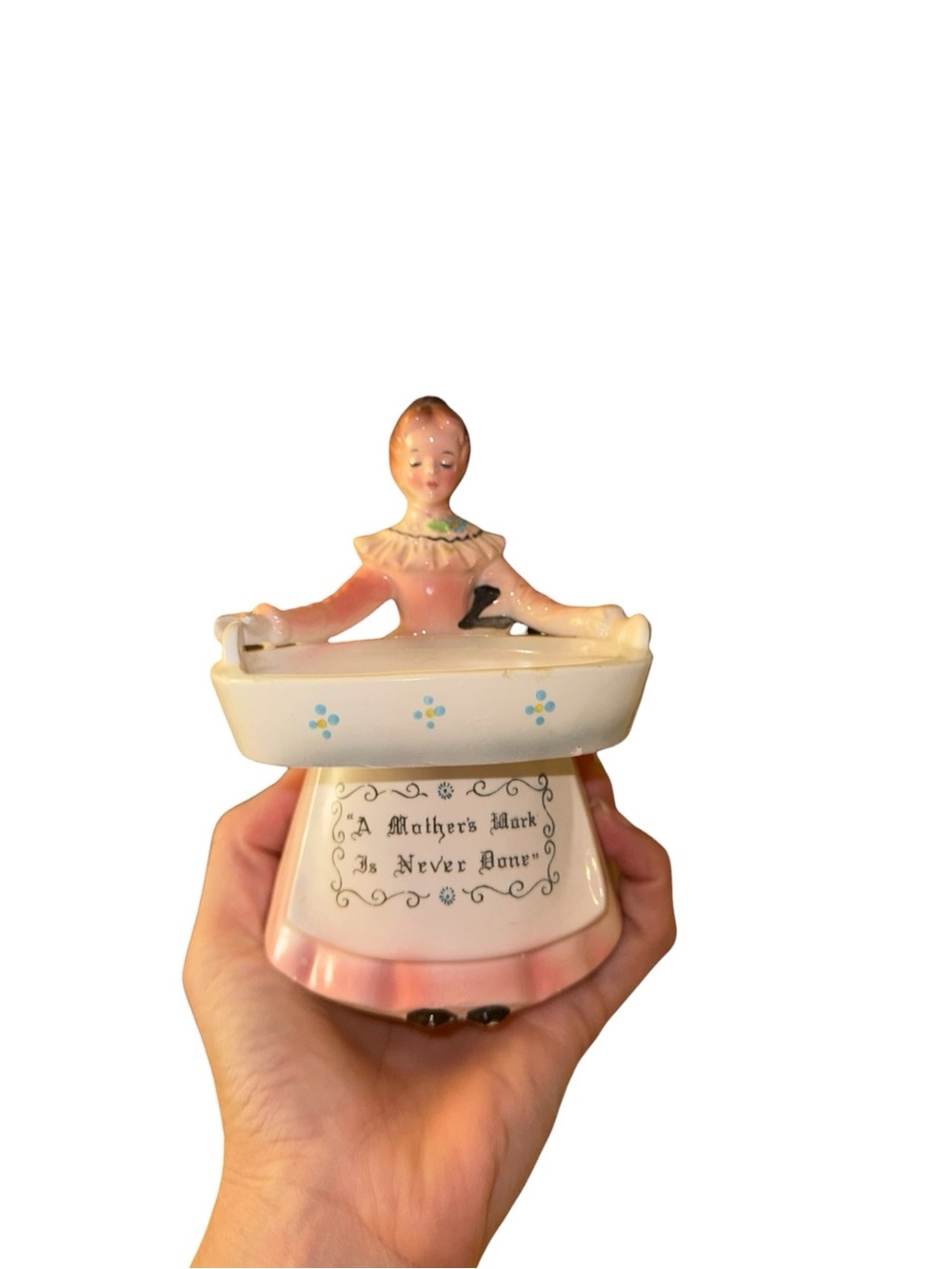 Vintage Enesco lady in pink dress soap dish